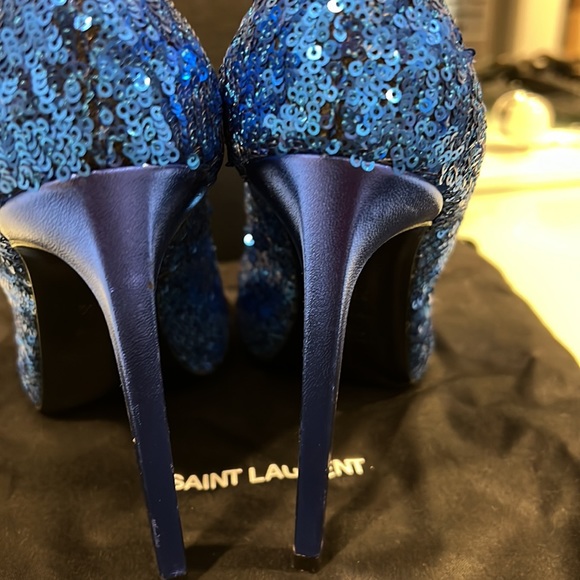Yves Saint Laurent Blue Paris blue sequin pumps 8.5 - Picture 4 of 6